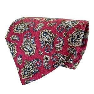 Vintage Liberty of London Red Paisley Woven Silk Necktie Tie